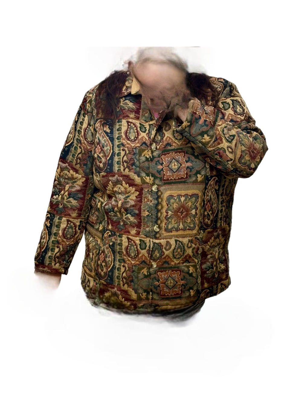 Carpet Tapestry Vintage Lemon Grass Button-Up Jacket - Multicolor